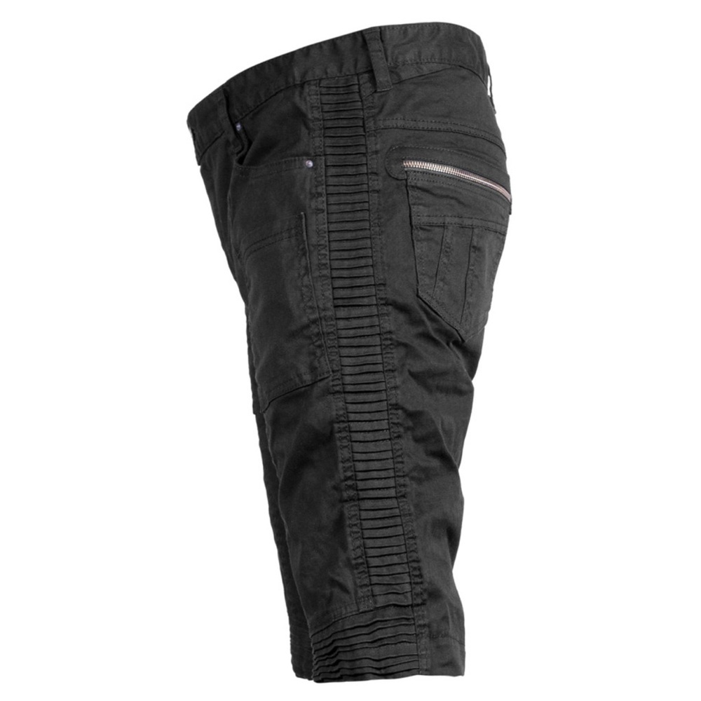 JAN HILMER MICRON SHORTS, ribbed details, black with gold zippers, size 30